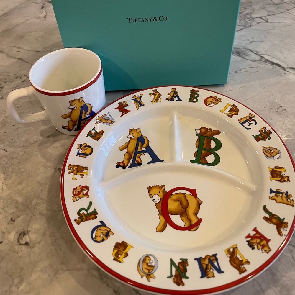 Tiffany & Co. Vintage Alphabet Bears Plate and Cup Set